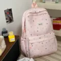 Pink star pattern school backpack casual cute rucksack for daily use and outdoor travel - No Pendant / Pink