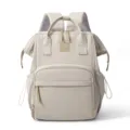 Stylish large capacity waterproof diaper backpack for moms, beige multi-function baby bag. - Khaki