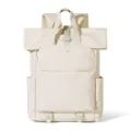 Minimalist beige roll-top backpack for men casual business travel and laptop school bag. - Off White