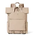 Khaki roll-top backpack for men, casual business travel laptop bag, large capacity school bookbag. - Khaki