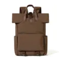 Men's brown roll-top backpack large capacity travel casual daily commuter school bag - Chocolate