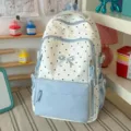 Zaino scolastico a pois carino con fiocco da donna leggero zainetto casual per il tempo - senza ciondolo / Blu