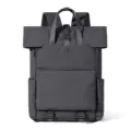 Dark gray roll-top backpack for men, casual business travel commuter computer school bag - Iron Gray