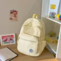 Japanese style cute star print canvas student backpack casual light school bag for girls - No Pendant / Yellow