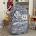 Grey Star Print Student Ita Backpack Ins Style Clear Window Casual School Bag Variant - No Pendant / Dark Gray