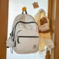 Japanese style white backpack with black stars, cute school bag variant for students daily use. - With Charm / White
