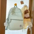 Japanese style sweet light green star print student backpack for school daily use - With Charm / Green