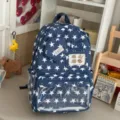 Großer sternenmuster schüler rucksack mit transparenter vorderer fenstertasche. - Ohne Anhänger / Dunkelblau