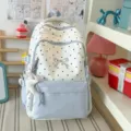 Grazioso zaino a pois variante con fiocco e ciondolo a stella per la scuola e il tempo libero. - Con Ciondolo / Blu