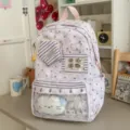 Ins Stil großer Kapazität Rucksack niedliche Stern bedruckte Schultasche mit Tasche - Mit Anhänger / Rosa