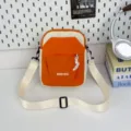 Lightweight orange white colorblock mini crossbody phone bag casual outdoor travel shoulder bag - Orange