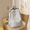 Korean style cute star print school backpack for teenage girls lightweight casual daypack - No Pendant / Purple