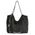 Women large capacity star tote bag casual simple single shoulder handbag black canvas daily. - Green