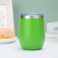 12oz roestvrij staal vacuüm geïsoleerde eivormige koffiebeker met transparant deksel - Zonder Handvat / Lichtgroen