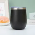 12oz Μονωμένο Ποτήρι Καφέ από Ανοξείδωτο Χάλυβα σε Μαύρο Χρώμα με Καπάκι Λεπτομερής Όψη - Χωρίς Λαβή / Μαύρο