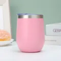 Rosa 304 Edelstahl Thermobecher 12oz Vakuum Isolierter Kaffeebecher Eierbecher Mit Deckel - 300ml / Rosa