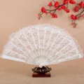 Ventaglio pieghevole in pizzo bianco supporto per danza cinese elegante ventaglio da sposa - Bianco