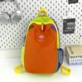 Dopamin Colorblock Rucksack für Freizeit, Reisen, Wandern und Schule mit praktischen Netztaschen. - L / Orange