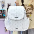Lightweight nylon star print backpack casual school bag with drawstring flap, light blue - Large (Without Pendant) / Blue
