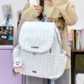 Sac à dos en nylon léger à pois avec cordon et joli imprimé étoile pour les étudiants. - Petit Avec Pendentif / Bleu