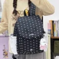 Sac à dos en nylon noir avec motif d'étoiles pour femme, grand cartable scolaire léger. - Petit Avec Pendentif / Noir