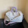 Large capacity travel duffel bag, expandable portable overnight gym luggage with shoulder strap. - Gray