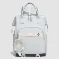 Zaino fasciatoio azzurro con grazioso ciondolo gatto, grande borsa per mamma multifunzionale. - Blu