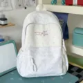 Japanese ins style soft girl school backpack, white and grey polka dot variant model. - No Pendant / Large Single Bag / Gray