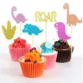 Dinosaurier Tortenaufleger Set, Glitzer Kuchenstecker für Kinder Geburtstag Party Dekoration Tisch. - Dinosaurier 6 Stile je 4 Stk