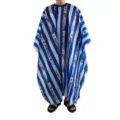Professional salon barber cape with blue and white stripes for haircutting styling - Blue Stripe