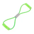 Green figure-8 resistance band detail for back and chest training, home fitness tool. - Green