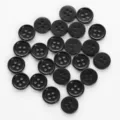 Black four-hole pearlescent resin buttons for garments, imitation shell moon buttons pack. - 18L=11.5mm / Thin Edge 03