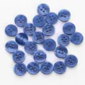 Blue four-hole pearlescent resin buttons, imitation shell moonlight garment sewing buttons. - 18L=11.5mm / Thin Edge 04