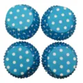 Caissettes à cupcakes à pois bleues et blanches vue détaillée tasses de cuisson - 09