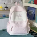 Sac à dos décontracté rose et blanc mignon grande capacité pour filles usage quotidien - Sans pendentif / Petit Sac Seul / Rose