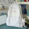 Sac à dos style ins japonais pour fille douce avec broderie d'étoiles et pois pour l'école. - Avec Charme / L / Gris