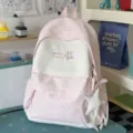 Sac à dos d'école patchwork rose et blanc avec broderie d'étoile style mignon décontracté. - Avec Charme / L / Rose