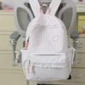Pink white plaid polka dot cute school backpack sweet style casual double shoulder bag - No Pendant / Pink