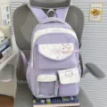 Japanese cute transparent ita bag purple backpack with stars and ribbons for students school - No Pendant / Purple
