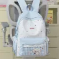 Zaino scolastico blu e bianco con stelle per ragazze, zaino casual di grande capacità con cagnolino. - senza ciondolo / Blu