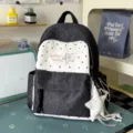 Sac à dos mignon style japonais, cartable à pois noir et blanc avec broderie étoile. - Avec Charme / S / Noir