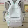 Sweet plaid backpack for women girls cute school bag with lace trim and heart embroidery aesthetic. - No Pendant / Green