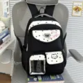 Japanese style cute contrast color backpack transparent ita bag casual school student daypack - No Pendant / Black