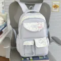 Cute Japanese transparent ita backpack for students, stylish contrast color school bag. - No Pendant / Blue