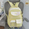 Yellow white color block cute Japanese style school backpack student lightweight variant bag - No Pendant / Yellow