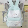 Mochila bonita de estrellas verde menta y blanco con bordado de cachorro y bolsillo. - Con Colgante / Verde