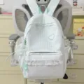 Sweet plaid backpack with lace trim and heart embroidery for school and daily use. - With Charm / Green