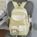 Cute Japanese Style Ita Backpack Transparent School Bag Yellow Colorblock Daily Casual Daypack - With 2 Pendants and 1 Pair of Wings / Black
