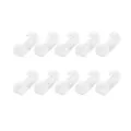 Detail shot of white plastic self-adhesive cable clips, neat arrangement for tidy wire management. - 20 Pieces/Pack / White