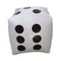 Large inflatable dice toy 30cm white square block with black dots for party fun and game. - White
